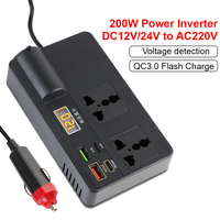 200W Car Inverter DC 12V/24V to AC 220V Converter Universal USB/PD/Type-C Chargers ON/OFF Switch Power Adapter Voltage Detection