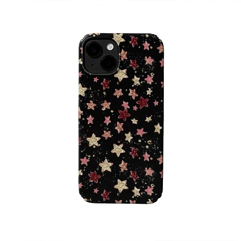 

Ins Colorful Stars on A Black Background Phone Case for IPHONE 17 Air 16E 15 PROMAX 14Plus 13 12 MINI 11 PRO Acrylic Phone Cover