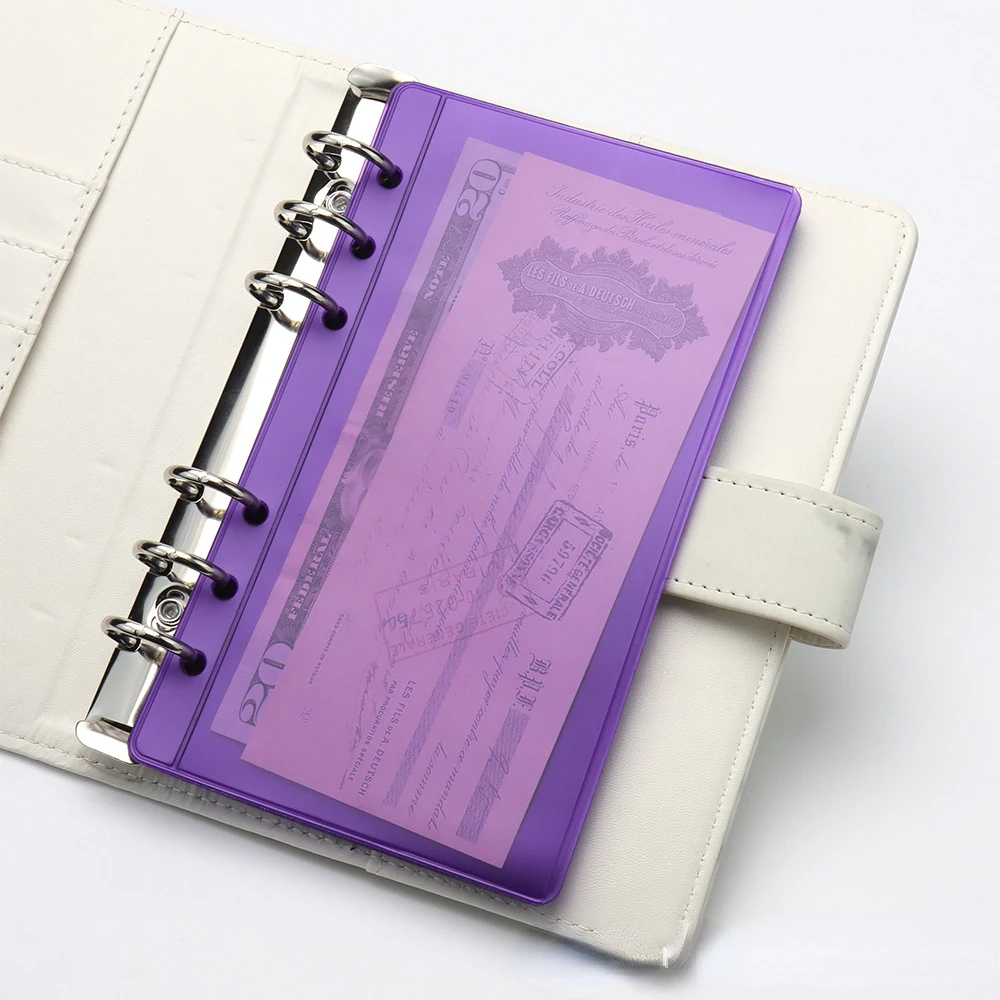 A6 Opening Pockets Colored PVC Single Pocket Loose Leaf Bag Divider Page Waterproof PVC Leaf Document Filing Bag