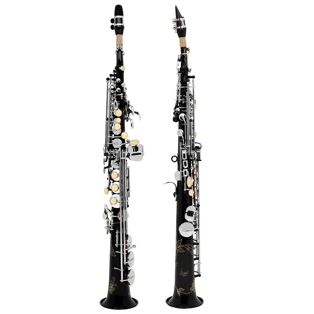 SLADE Brass Bb Soprano Saxophone B Flat Straight Sax Professional Woodwind Instrument with Saxfone Case Gloves Accessories