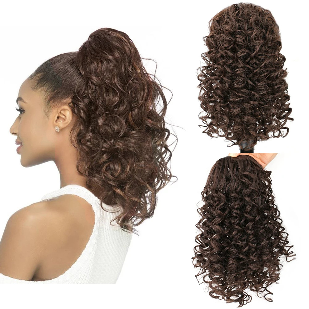 

Drawstring Curly Ponytail Extension for Women Short Synthetic Heat Resistant Ponytails Hair Extensions For Women Daily Use