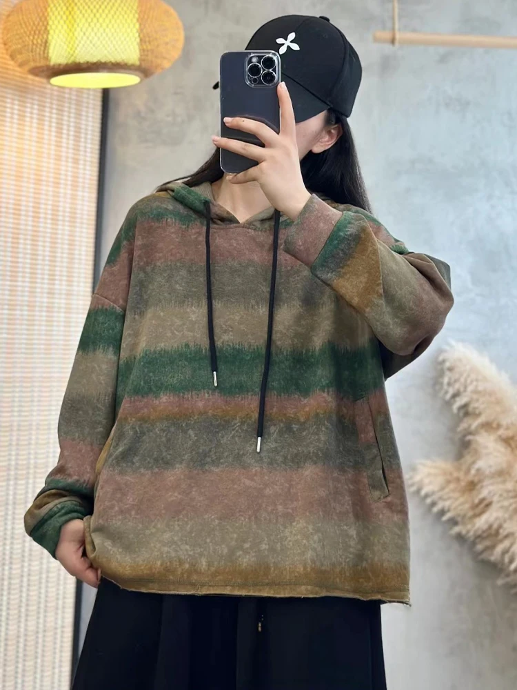 Max LuLu 2023 Autumn Fashion Clothes Womens Casual Loose Hooded Striped Hoodies Ladies Korean Luxury Classic Vintage Sweatshirts