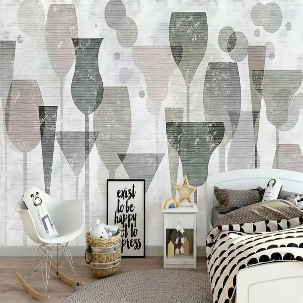Irregular bottle shape, fusion of vintage geometry, background wall for living room and bedroom, self-adhesive material.