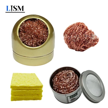 Reinigungskugel, Entlöten, Lötkolben, 10 Stück, sauberer Schwamm, saubere Düsenspitze, Kupferdraht, Reinigungskugel, Metallbox, Reinigungsschwamm