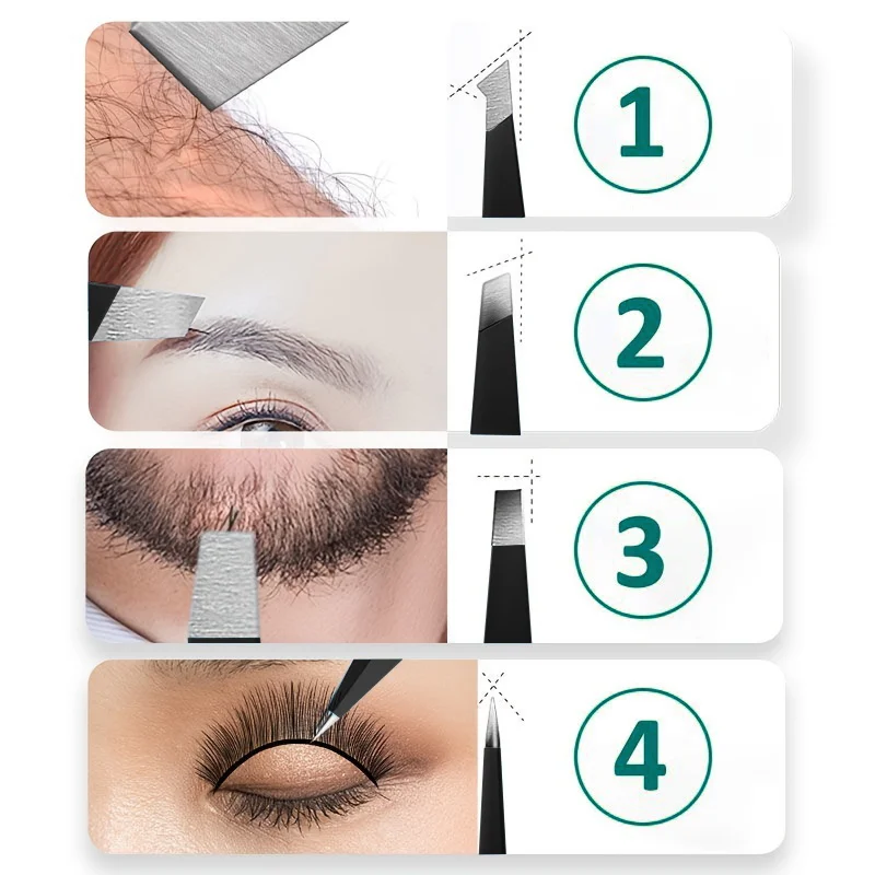1/4 pçs de aço inoxidável sobrancelha corte clipe pinça profissional conjunto muito preciso removedor cabelo facial alicate beleza maquiagem ferramenta
