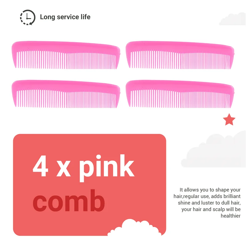 BAAN-12 sztuk kolorowych grzebieni do włosów dla dzieci, kobiet i mężczyzn, kolorowy plastikowy grzebień do drobnych włosów (różowy, żółty, niebieski)