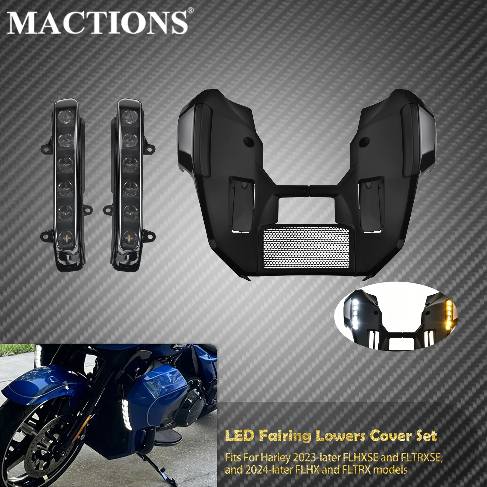 

Motorcycle Lower Leg Fairing Cover Extended Chin Spoiler Kit Set For Harley Touring CVO Road Street Glide 23-Up FLTRX FLHX 25-Up
