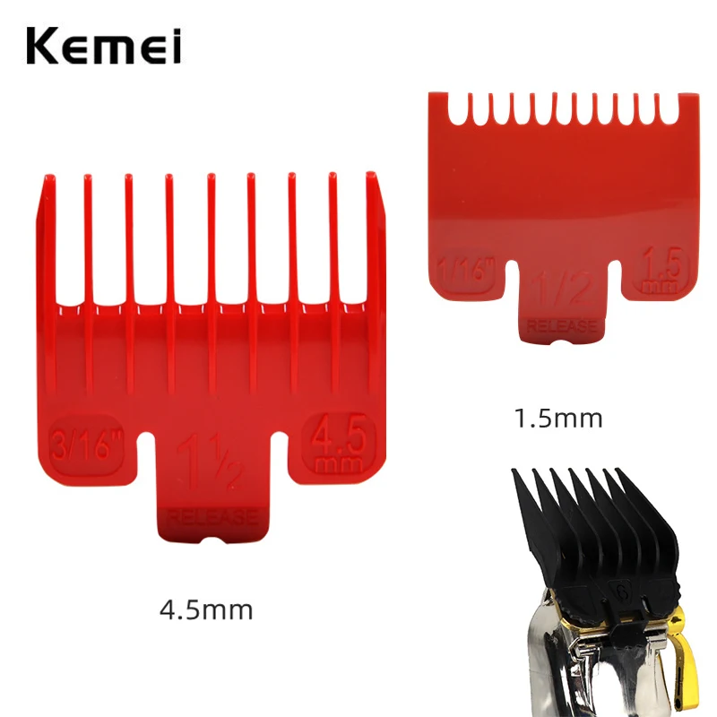 

Kemei 2pcs Guide Combs 1.5 4.5mm Red Professional Cutting Guide Hair Clipper Limit Comb Fits Wahl Andis Babyliss Wmark VGR