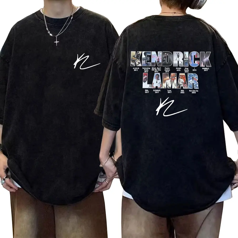 Washed Vintage Rapper Kendrick Lamar Album Cover Graphic T-shirts Men Hip Hop Fashion Pop Music T-shirt Men's Oversized T Shirt
