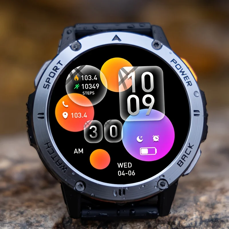 

Смарт-часы 2026 для мужчин: спортивный трекер здоровья, компас, фонарик, аккумулятор 400 мАч, Bluetooth-звонки, водонепроницаемые, прочные смарт-часы