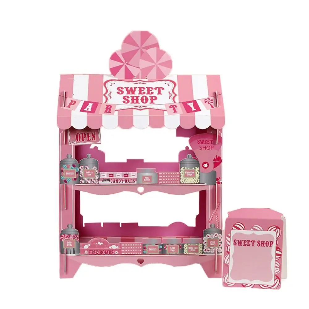 

Стеллаж для десертов, 3 слоя, розовый дом, подставка для кексов, одноразовая утолщенная клетка для кексов, стеллаж для торта, телефон для отеля