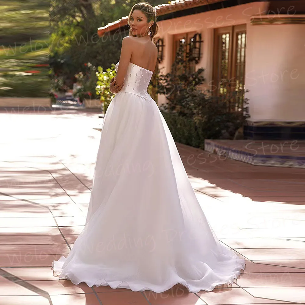 Vestidos De Novia elegantes De línea A para mujer, Vestido De Novia Sexy sin tirantes sin mangas, vestidos De Novia con espalda descubierta personalizados, Vestido De Novia