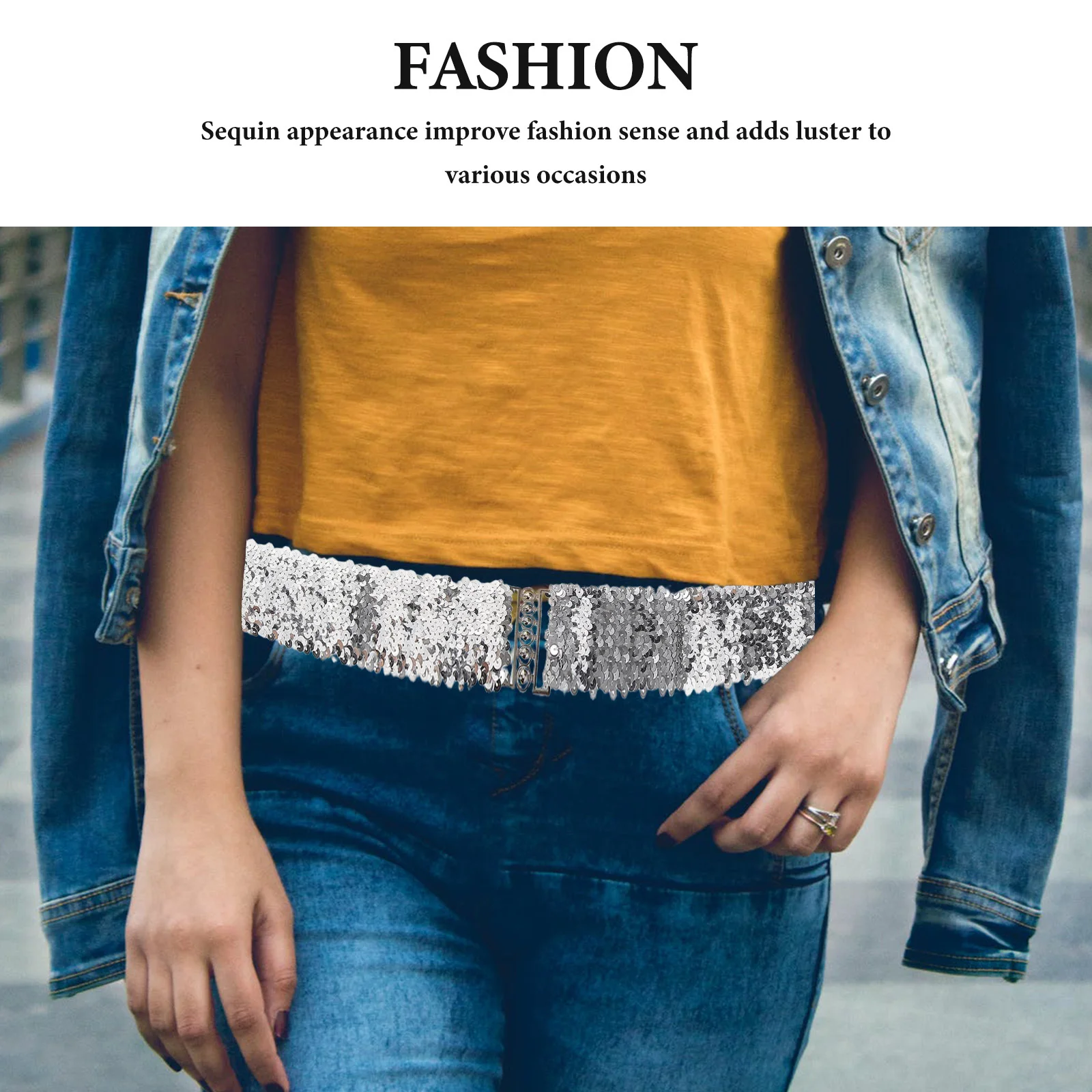 4 Uds. De cintura con lentejuelas para mujer, cinturilla ancha elástica con purpurina, cierre de gancho de Metal para fiesta, vestido de boda, informal, brillante
