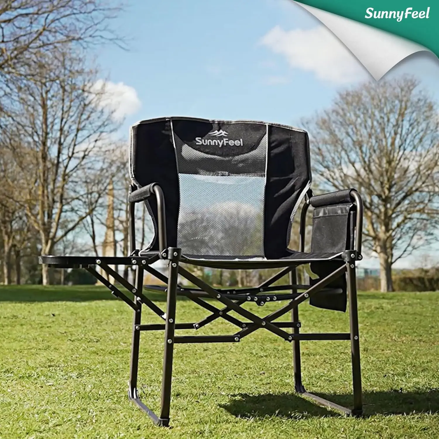 كرسي تخييم كبير الحجم قابل للطي مع طاولة جانبية وجيوب تخزين للأنشطة الخارجية #2