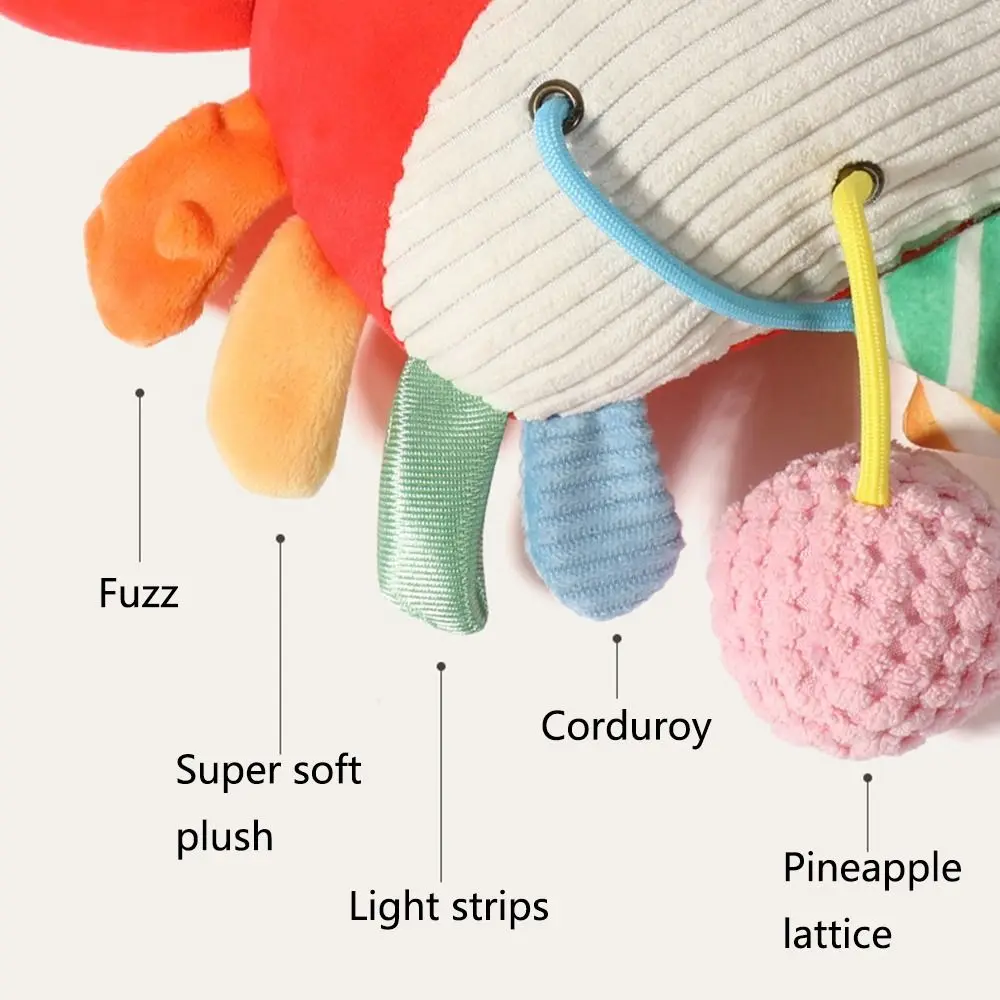 Crab-shaped Baby Pull String with Clamp Ringing Beads Stroller Hanging Ornaments Distorting Mirror Teether Learning Activity