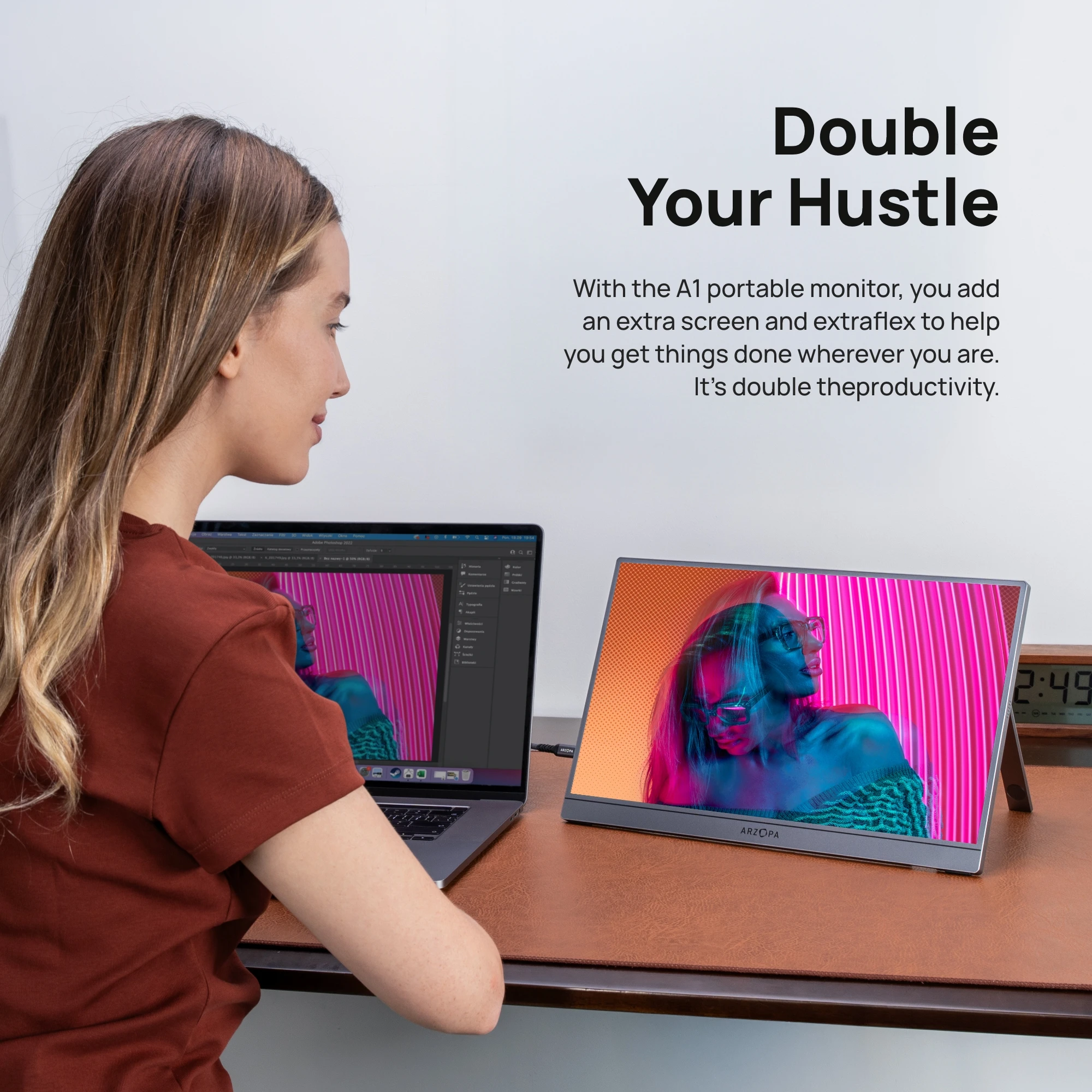 شاشة ألعاب محمولة صغيرة مقاس 15.6 بوصة 1080 بكسل من ARZOPA شاشة IPS ثانية خارجية لأجهزة الكمبيوتر المحمول/الكمبيوتر/PS/Xbox/الهاتف A1 باللون الرمادي #2