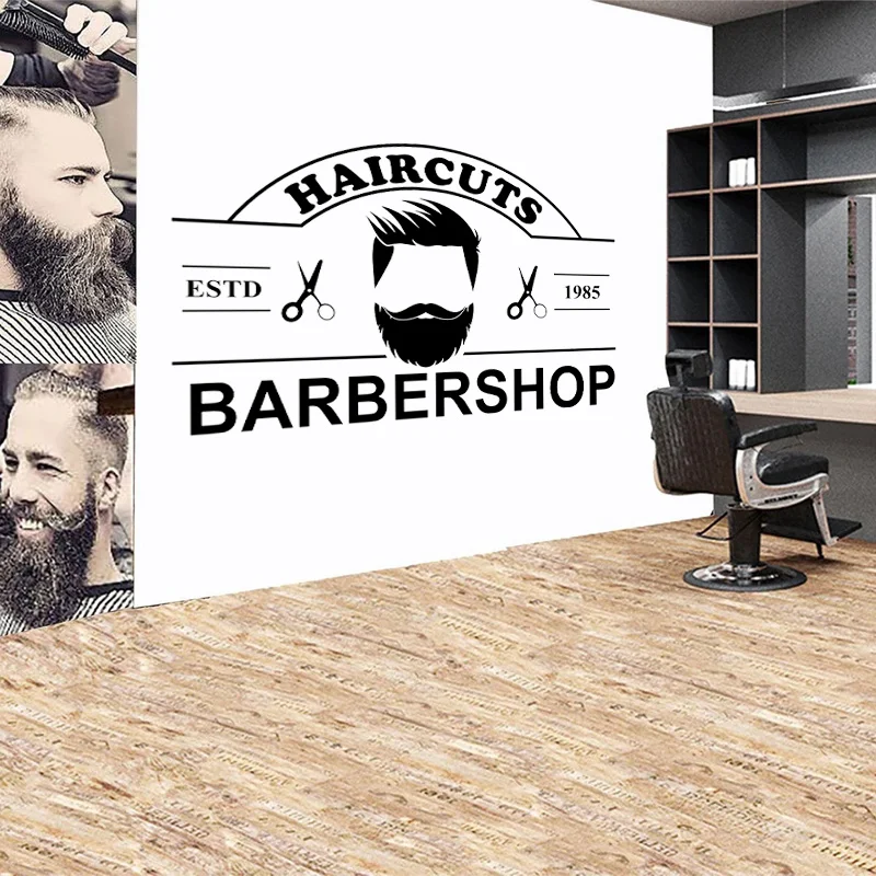 Barber Shop Wall Stickers Personality Skull Shop Logo Vinyl Decals Barber Shop Hair Salon Storefront Decoration Wall Decals BA33