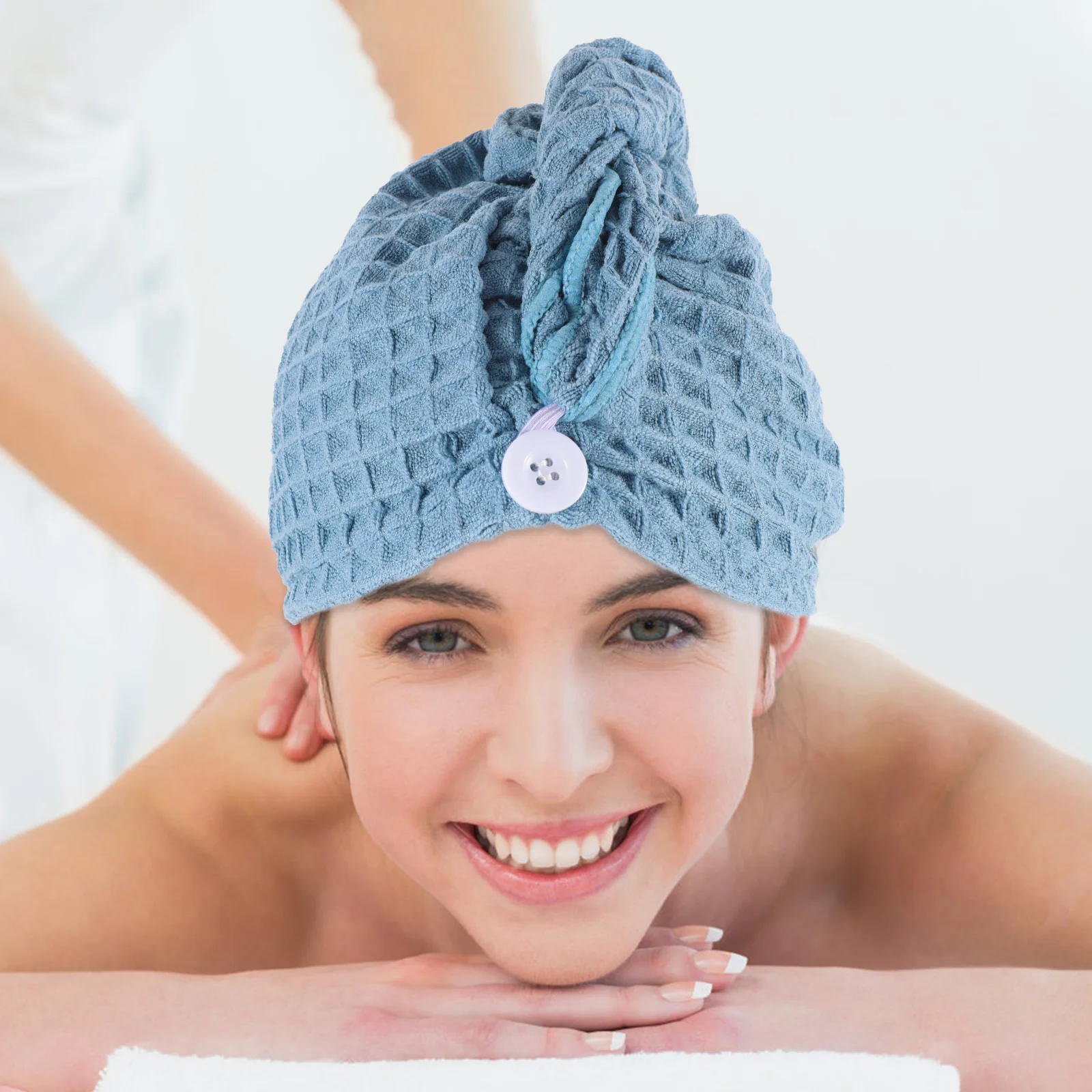 

2Pcs Supple Hair Wrap Rapid Drying Towel with Button Design for Curly Wet Hair Home Travel Salon Use Rapid Drying Towel