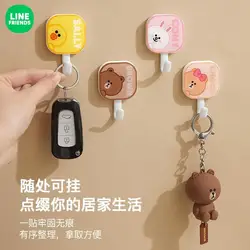 LINE FRIENDS Brown Square Droplet Crystal Hook Cony Sally Strong Adhesive Non Punching Strong Load Bearing Clothes Wall Hanging