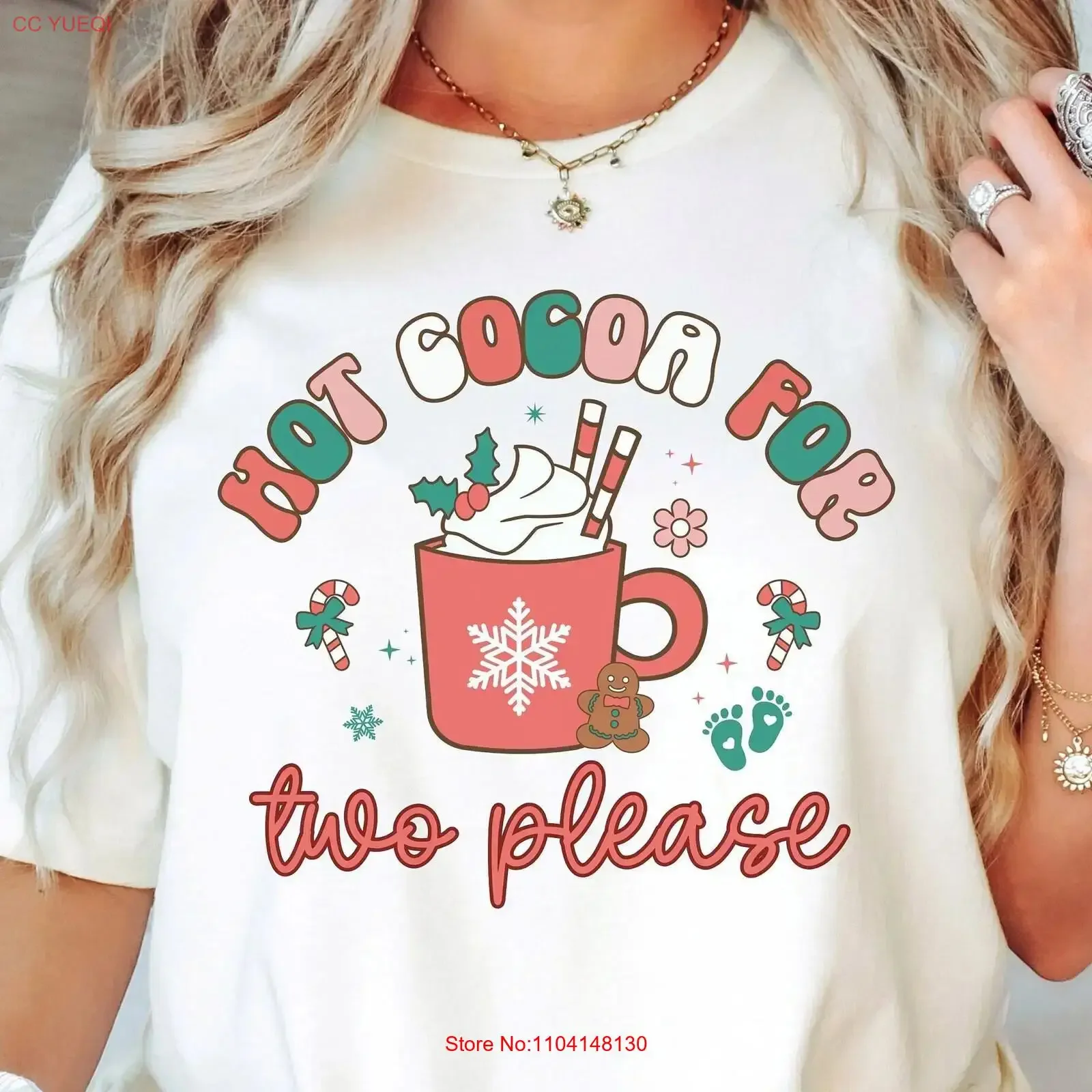 Christmas Pregnancy AnnouncemenT T Shirt Hot Cocoa For Two Please Winter Baby Reveal Holiday Maternity vintage Washed