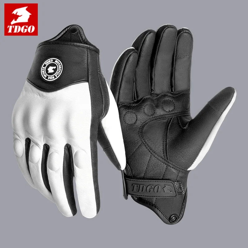 دراجة نارية قفازات جلدية حقيقية مكافحة سقوط الرجعية ركوب يندبروف الدافئة الخريف الشتاء متسابق والعتاد كل موسم العالمي الرجال النساء