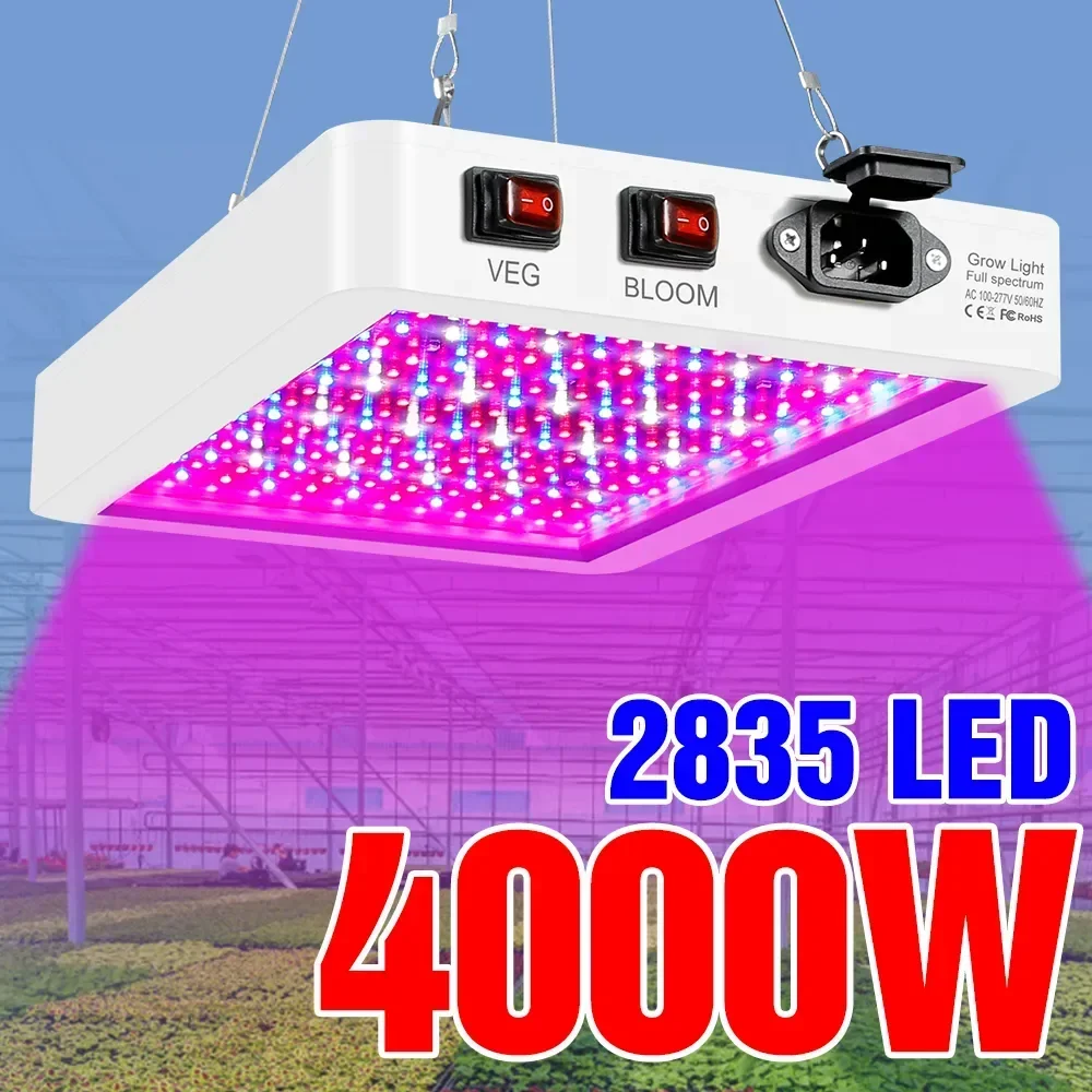 หลอดไฟ LED แบบเต็มสเปกตรัม4000/5000W ใหม่ล่าสุดสำหรับปลูกพืช IP65หลอดไฟไฮโดรโปนิกส์โคมไฟเรือนกระจกการเจริญเติบโตของดอกไม้กล่องไฟ