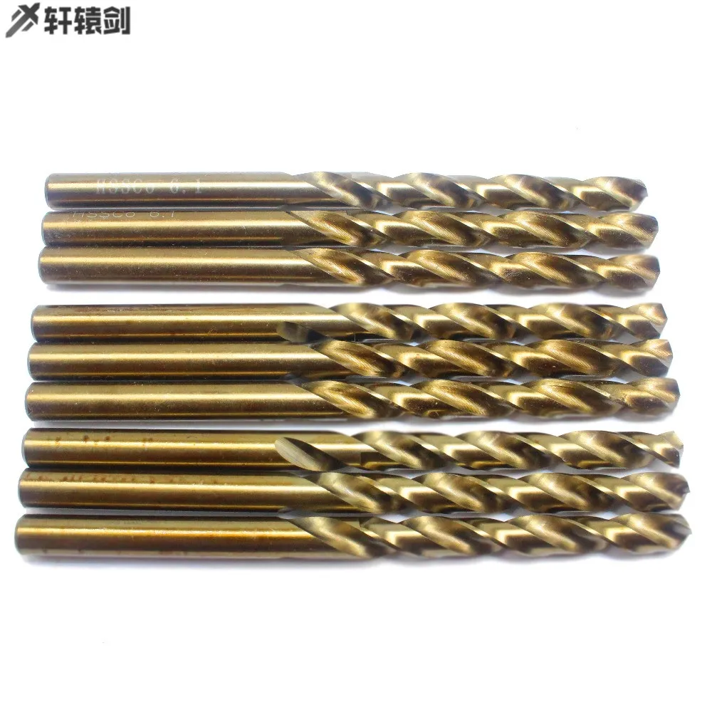 10PCS Torção Brocas 6.1 6.2 6.3 6.4 6.5 6.6 6.7 6.8 6.9 milímetros HSS-CO 7 M35 Aço Cobalto Hetero Shank Para O Aço Inoxidável