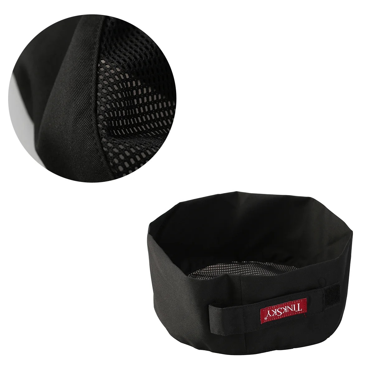 TINKSKY Breathable Mesh Skull Professional Catering Chefs Hat with Adjustable Strap - One Size (Black)