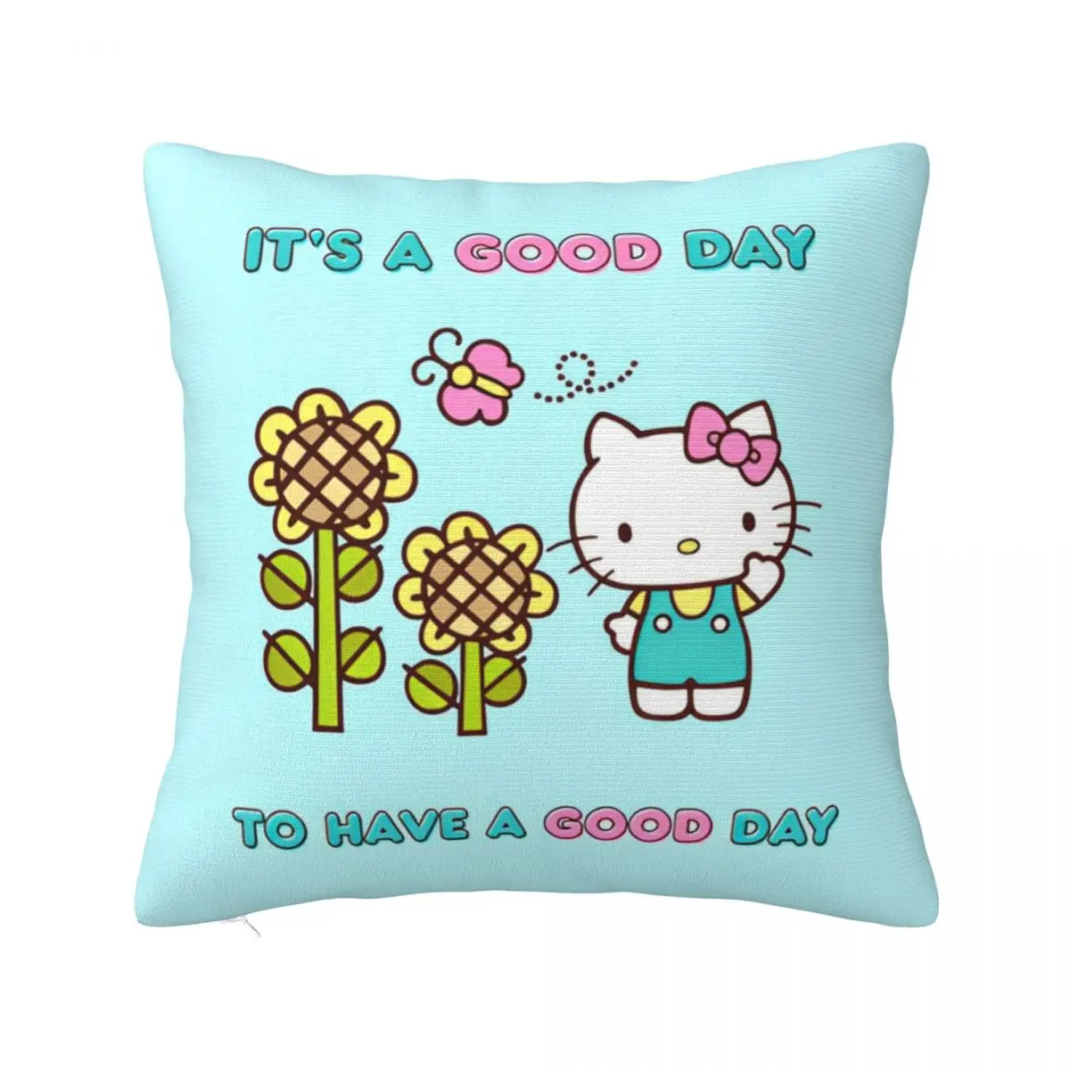 Official Hello Kitty It's A Good Day Pillowcase Printed Polyester Cushion Cover Decorative Pillow Case Cover Home Zippered 18