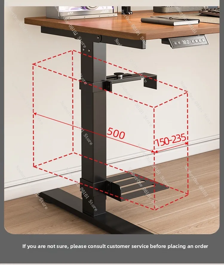 Under Desk PC Mount Host Bracket, CPU Tower Computer Suspension Holder with Heat Dissipation, Wrought Iron Adjustable Shelf