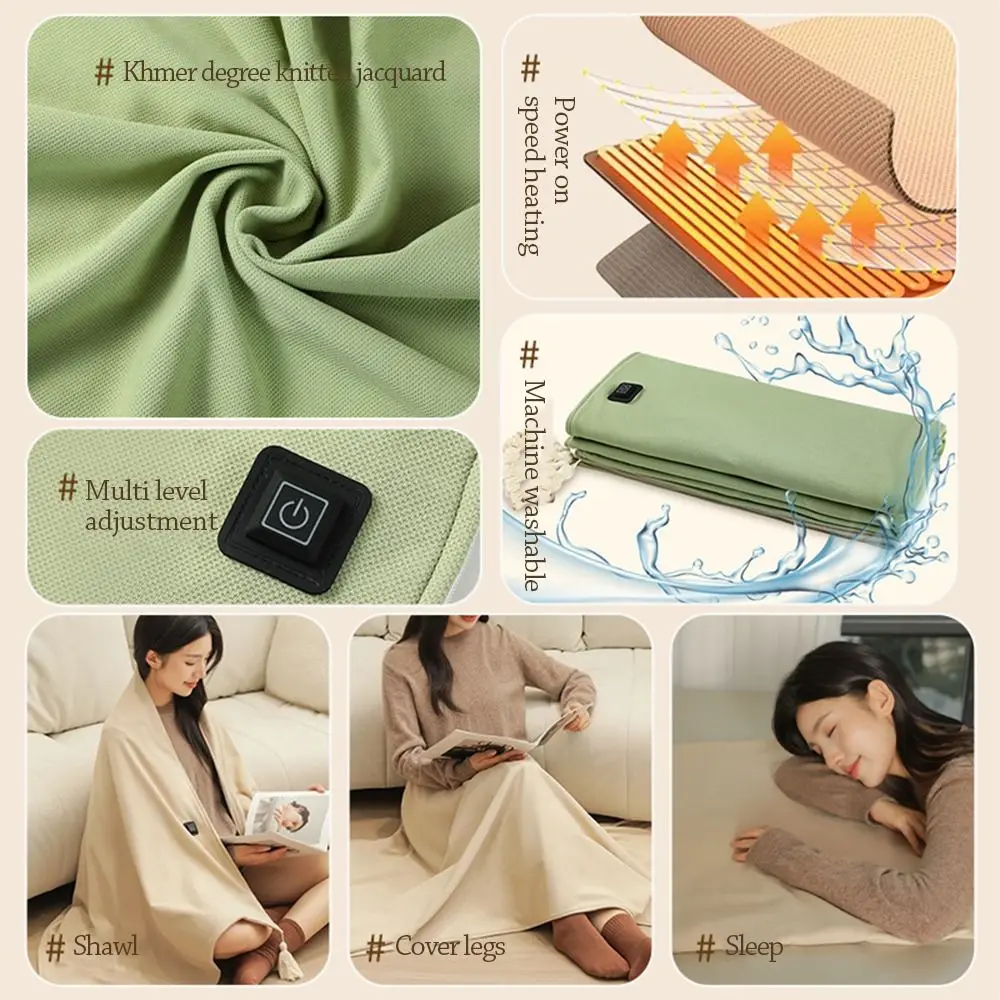 

Household Wearable USB Electric Heated Blanket Warm Clothing Portable Heating Lap Blanket Washable Warm Shawl for Winter