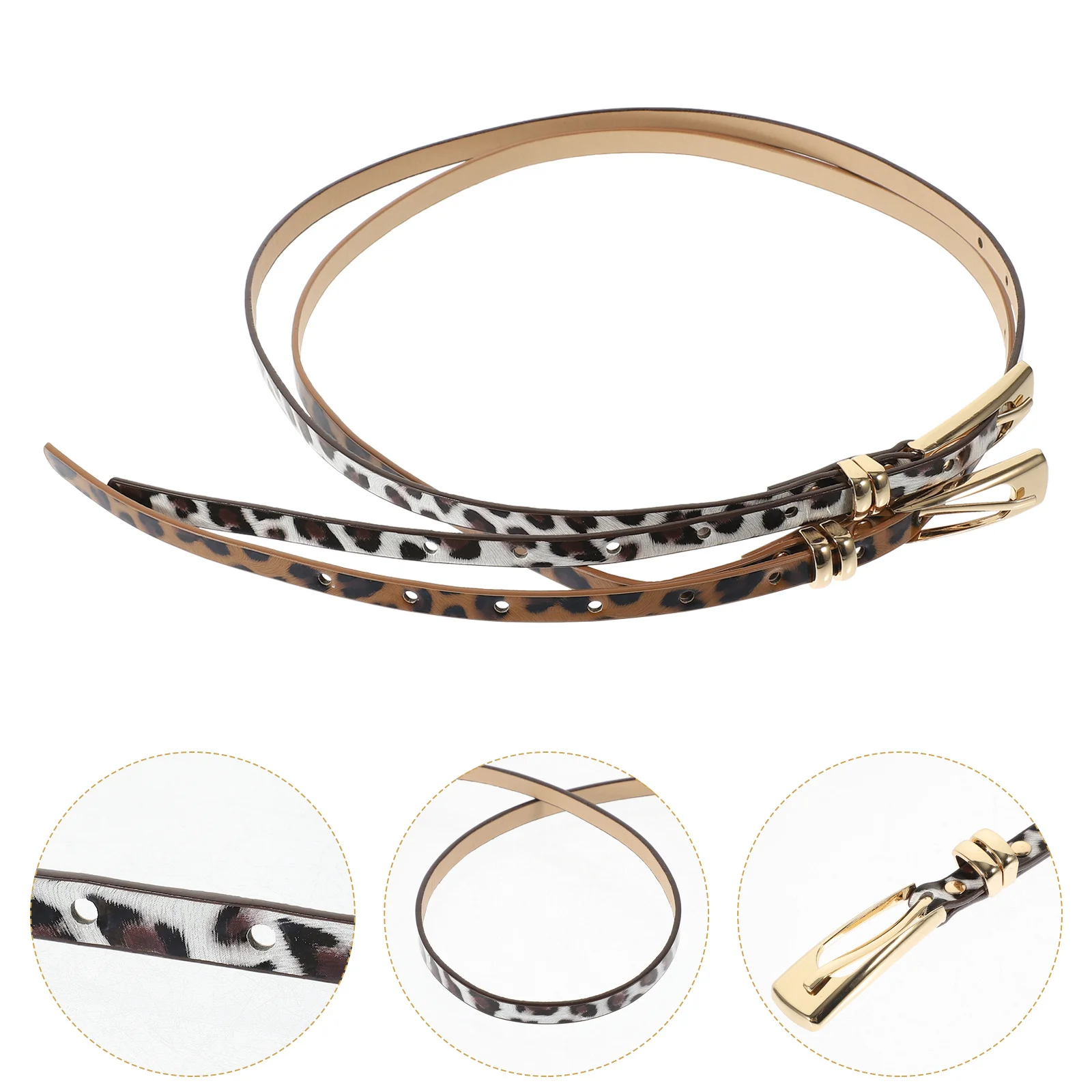 

2Pcs Women Alloy Buckle Waist Belts Adjustable Imitation Belts for Jeans Dresses Pants Accessories Woman Belt