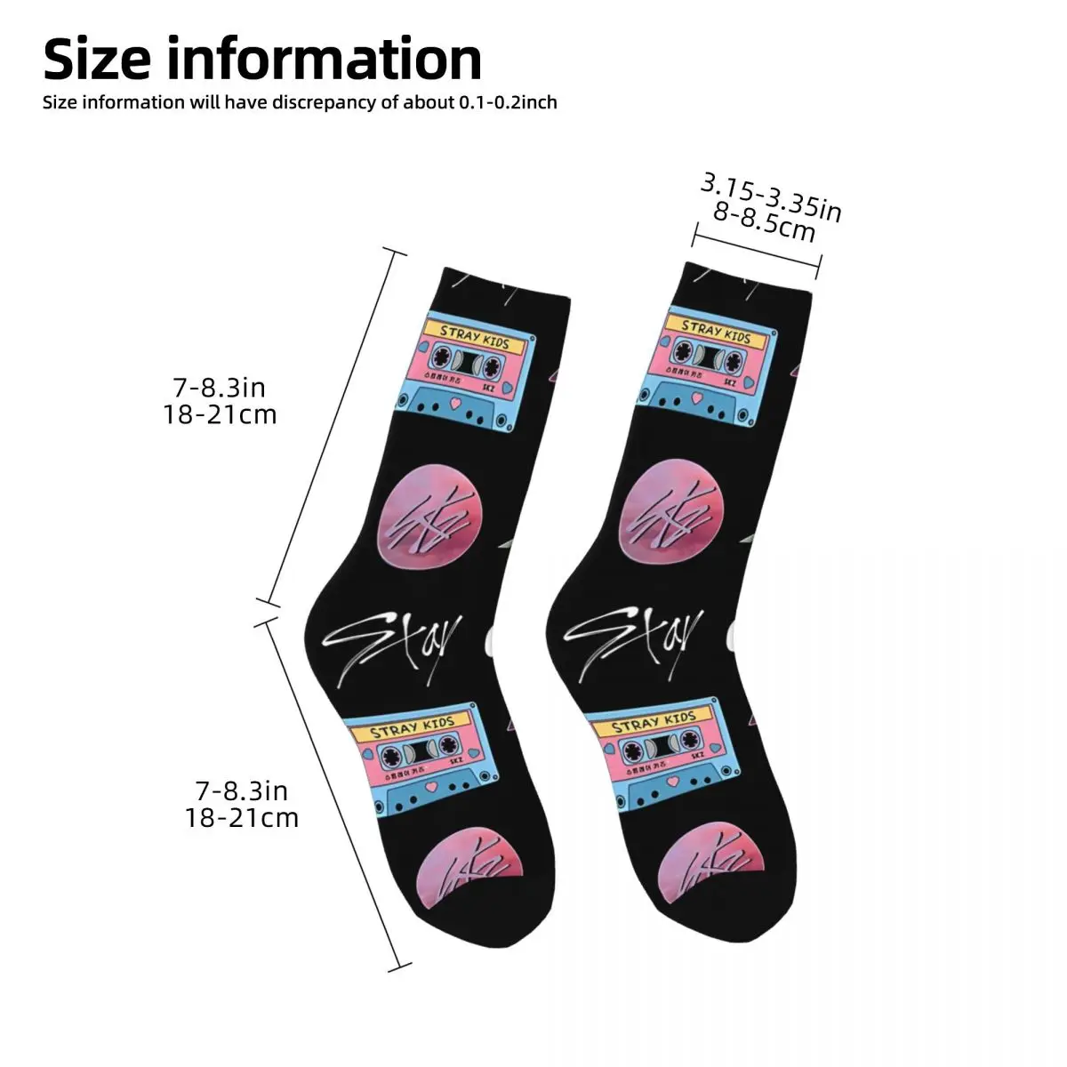 Stray Kids Staytiny Kpop Sock for Men Hip Hop Vintage Ateez Happy Quality Pattern Printed Boys Crew Sock Casual Gift