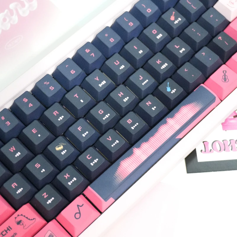 Bocchi-chan Theme Keycaps Set PBT Cherry Profile Custom Original Handmade Keycaps for Mechanical Keyboard Accessories Gift DIY