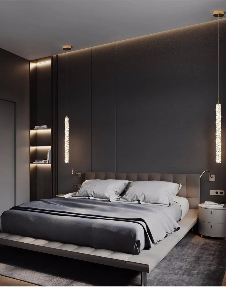 Bedside LED Luminaires Crystal Pendant Lights Sofa
