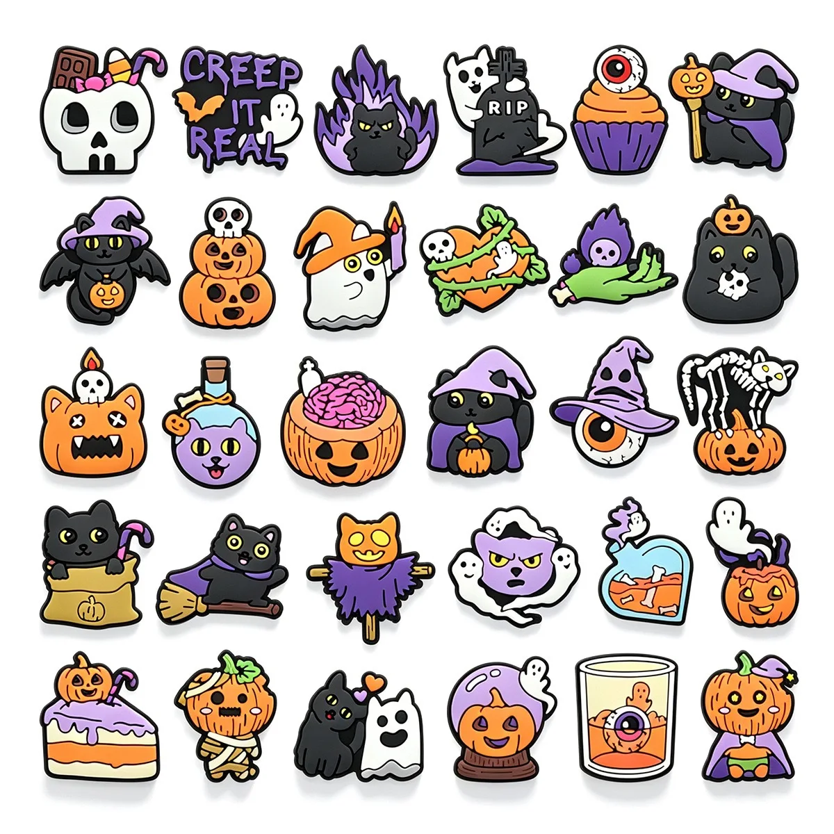 12/30Pcs Hallowmas Cartoon Shoe Charms Shoes Accessorie Decoration Clog Sandal Buckle Bithday Holiday Party Gifts
