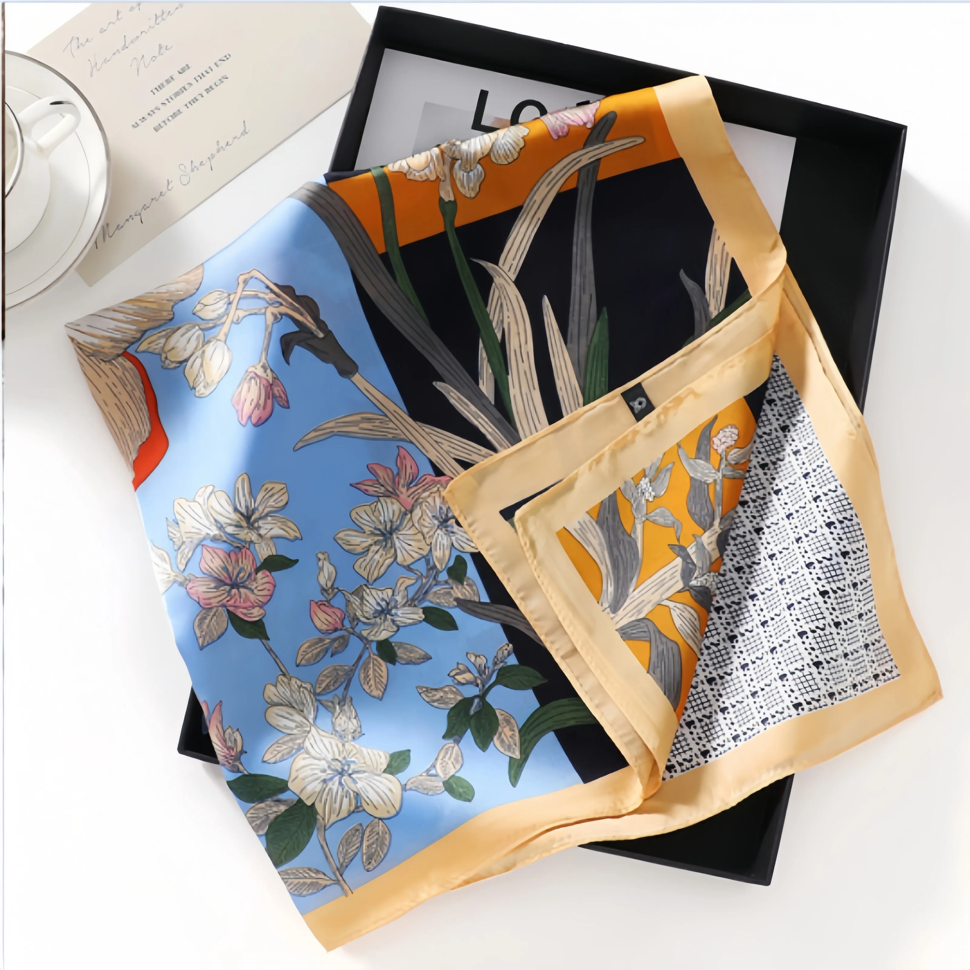 

Spring Summer New Arrival Imitation Silk Scarf, Versatile Luxury Square Scarf, Fashion Printed Neck Bandana, Professional Small Neckerchief for Women