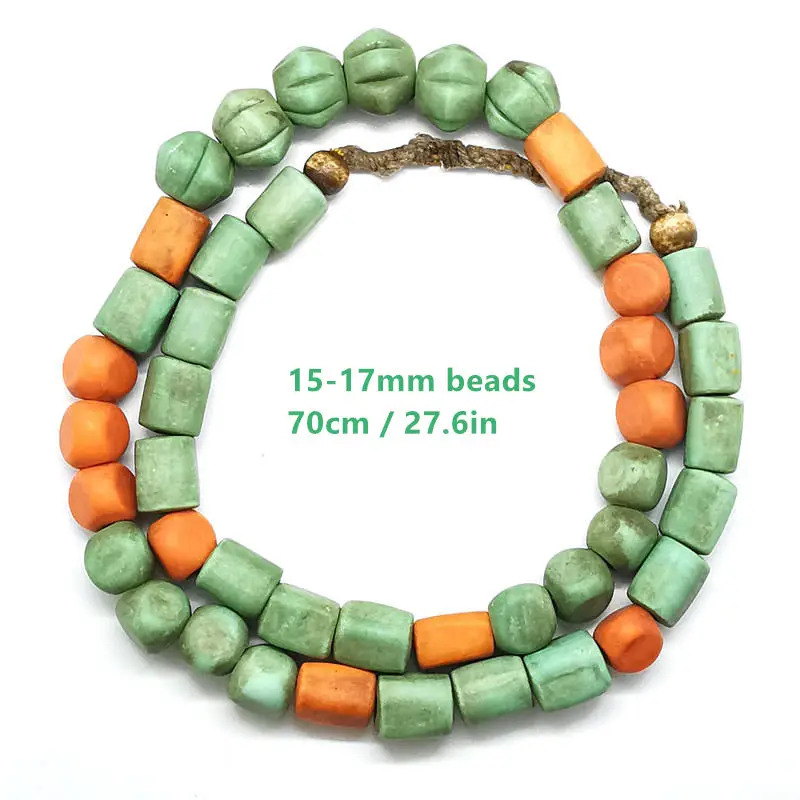 Nepal Hand Archaistic Lampwork Beaded Necklace New Trade Beads Strand TSB0012