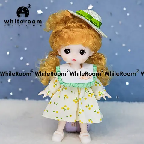 Minidockor Flicka Present till flickor Gör-det-själv-leksaker Ny BJD 16CM docka för flickor 13 rörliga leder Sött ansikte och blå ögon med kläder och skor 8 best sales gör din egen docka - №2