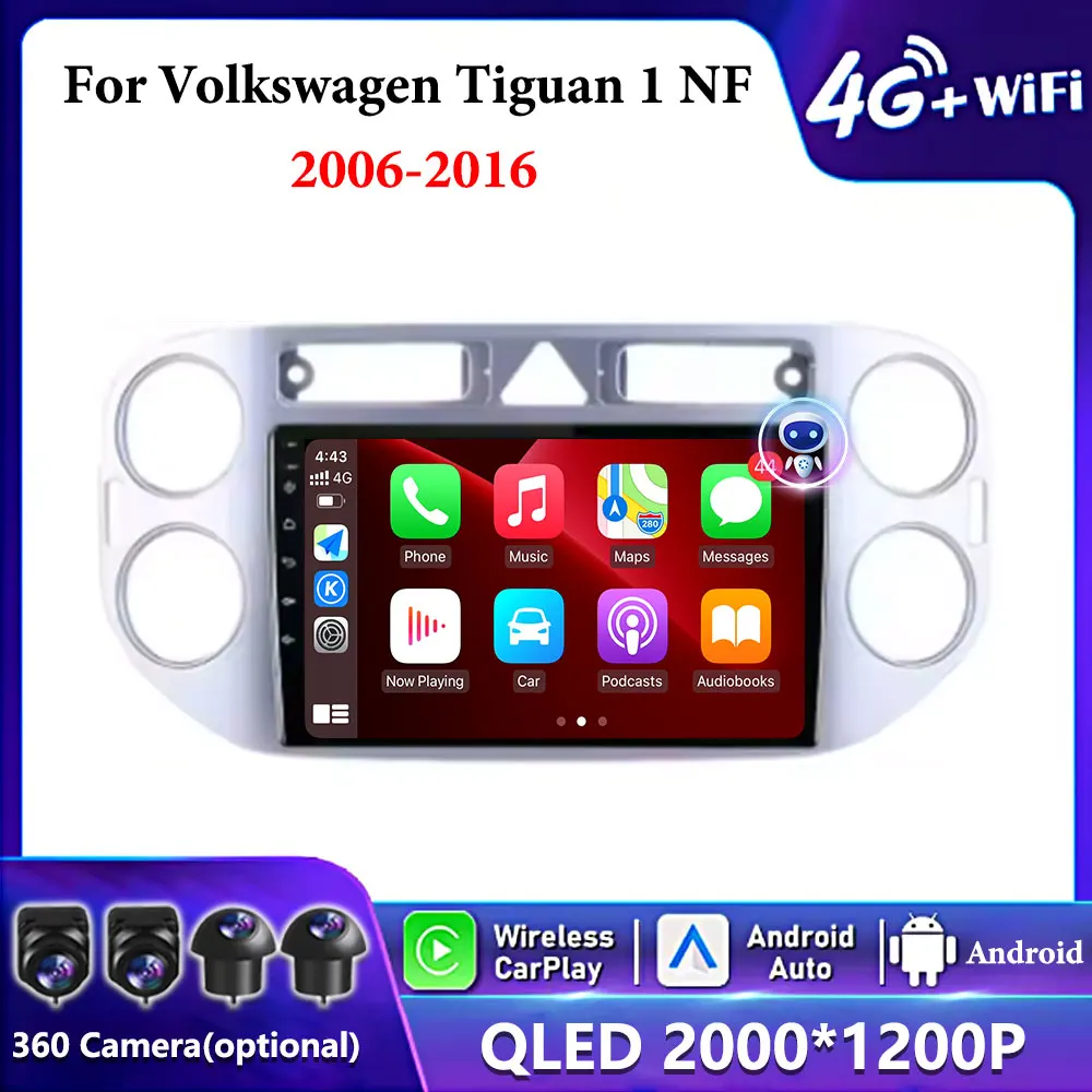 

For Volkswagen Tiguan 1 NF 2006-2016 Android 14 Not 2 DIN BT Car Radio Multimedia Video Player Navigation Stereo GPS 10"