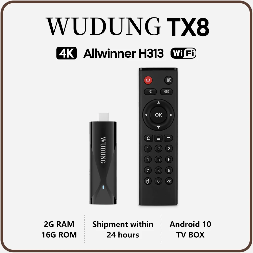 

ТВ-приставка WUDUNG TX8 на базе Allwinner H313, Android 10, мини-ТВ-бокс, 2 ГБ+16 ГБ, 4K HD, Wi-Fi 2,4 ГГц, Bluetooth, медиаплеер, ТВ-приставка