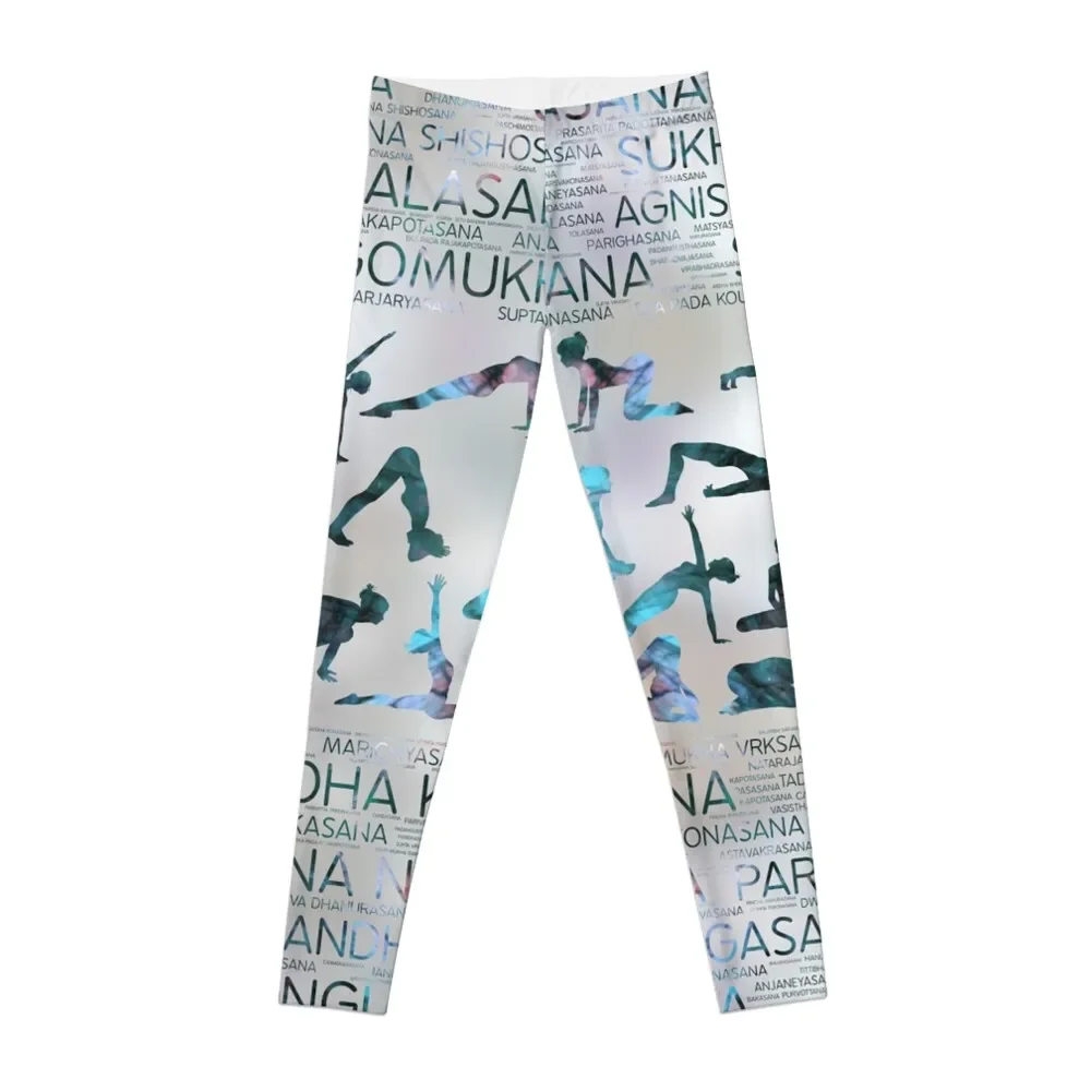 

Yoga Asanas / Poses Sanskrit Word ArtLabradorite on pearl Leggings flared Female legging pants Womens Leggings