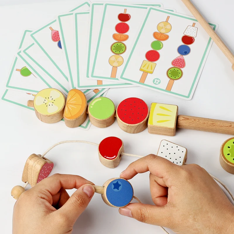 Grânulos de madeira mastery kit lógica jogo pensando treinamento empilhamento blocos cor forma correspondência laço grânulo para meninos meninas natal