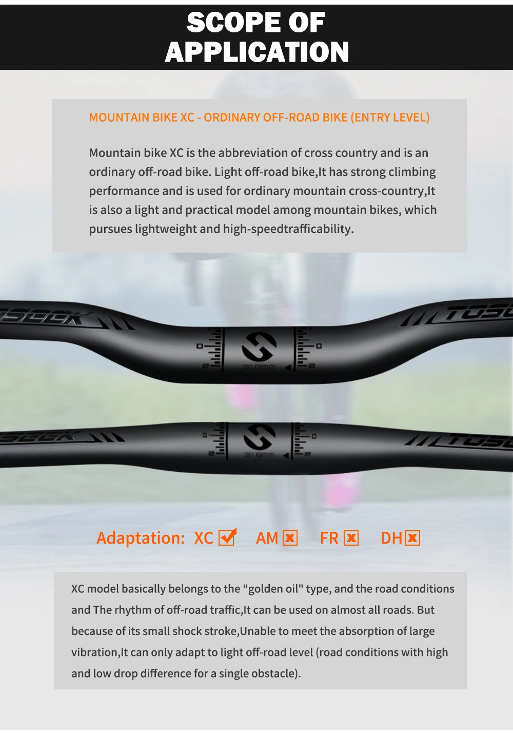 TOSEEK TM11 Schwarz Matt Carbonfaser-Lenker MTB Fahrradlenker Mountainbike-Lenker 31,8mm Riser oder Flachlenker 580-760mm – Detail 11