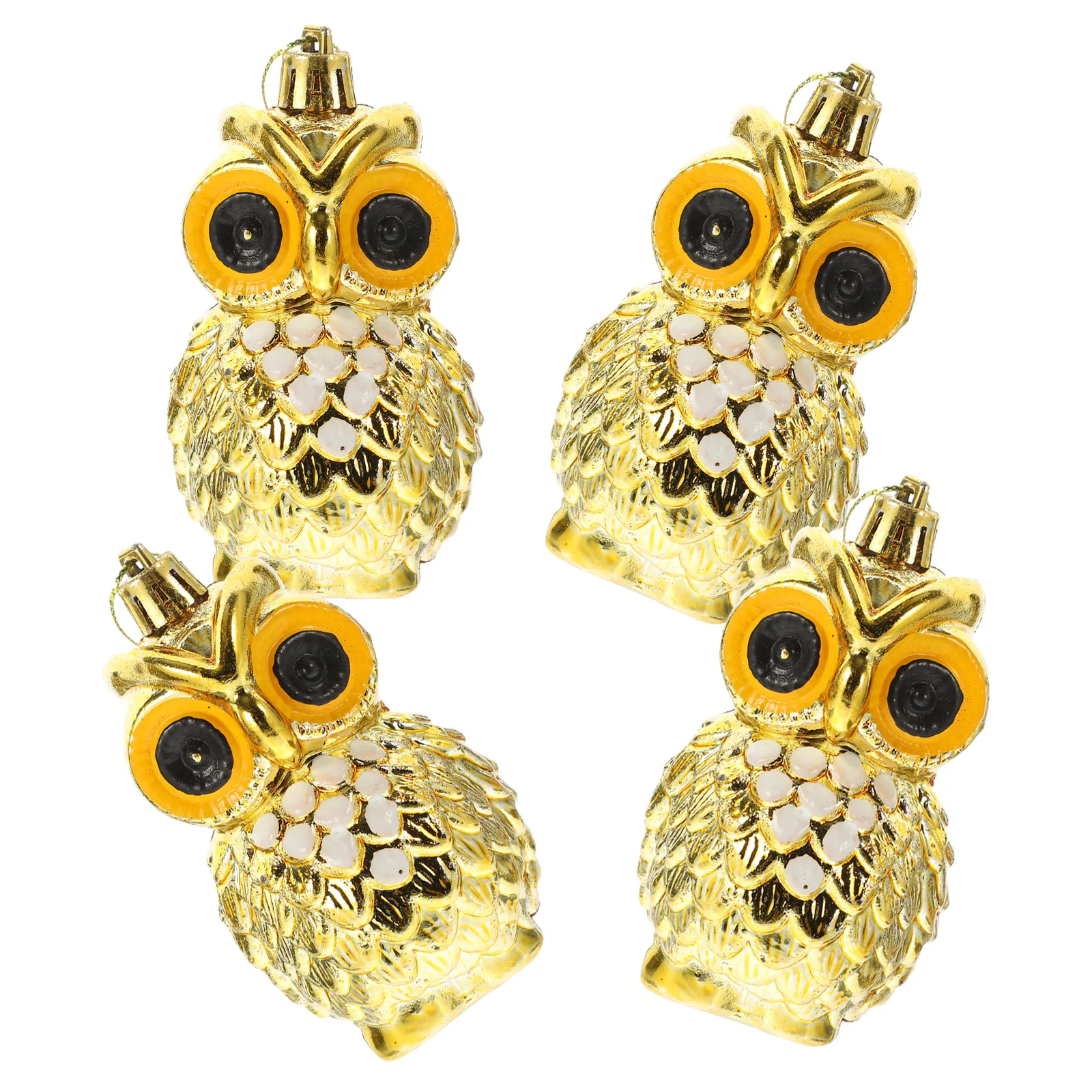 

4 Pcs Christmas Decoration Owl Hanging Ornament Tree Ornaments Craft Pendant Decorations Golden for