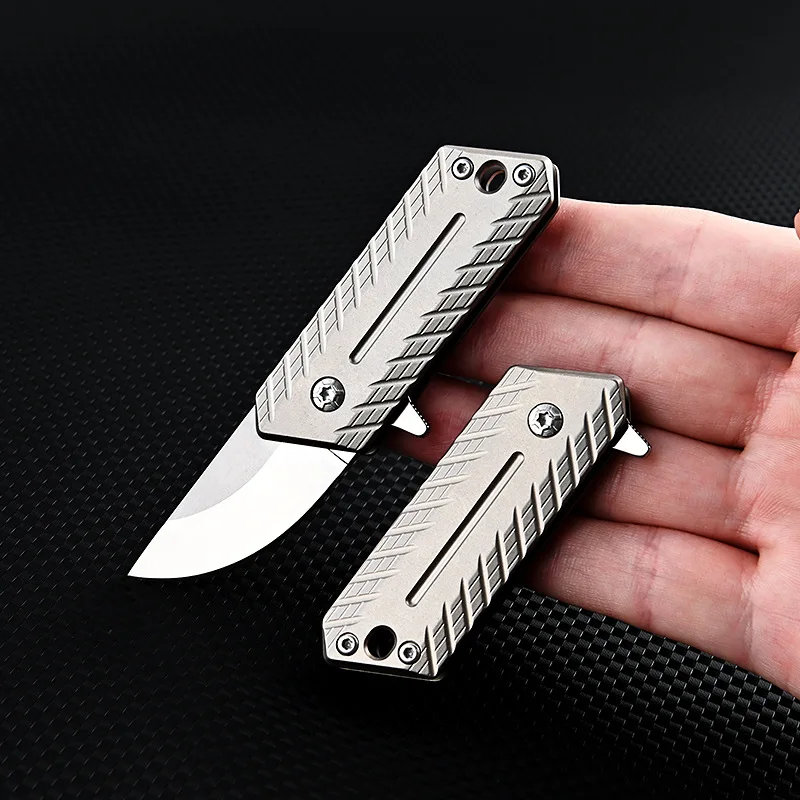 Ostrze miniaturowy nóż składany ze stopu tytanu o wysokiej twardości D2 nóż introligatorski wielofunkcyjny nóż EDC Express Box Outdoor Survival T