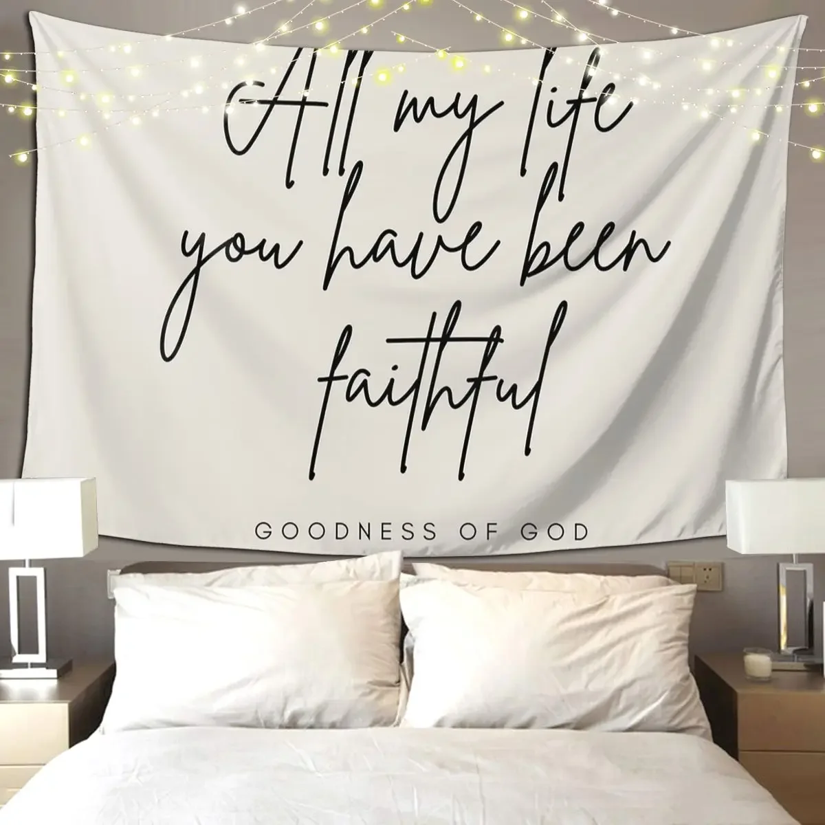 Goodness Of God Tapestry Hippie Wall Hanging Aesthetic Home Decoration Tapestries for Living Room Bedroom Dorm Room