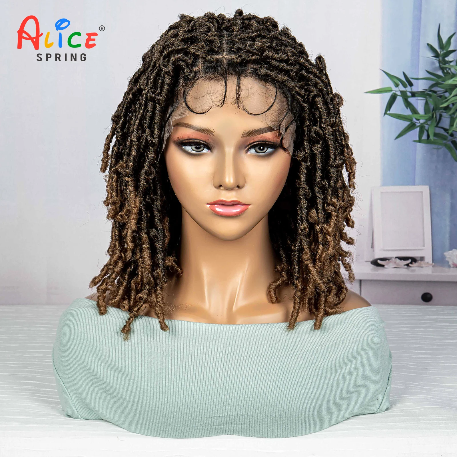 

Short Dreadlocks Braided Wigs 9x6 Synthetic Lace Front Wig Natural Braided Hair Replacement Wigs For Women 16 Inches Brown Wigs