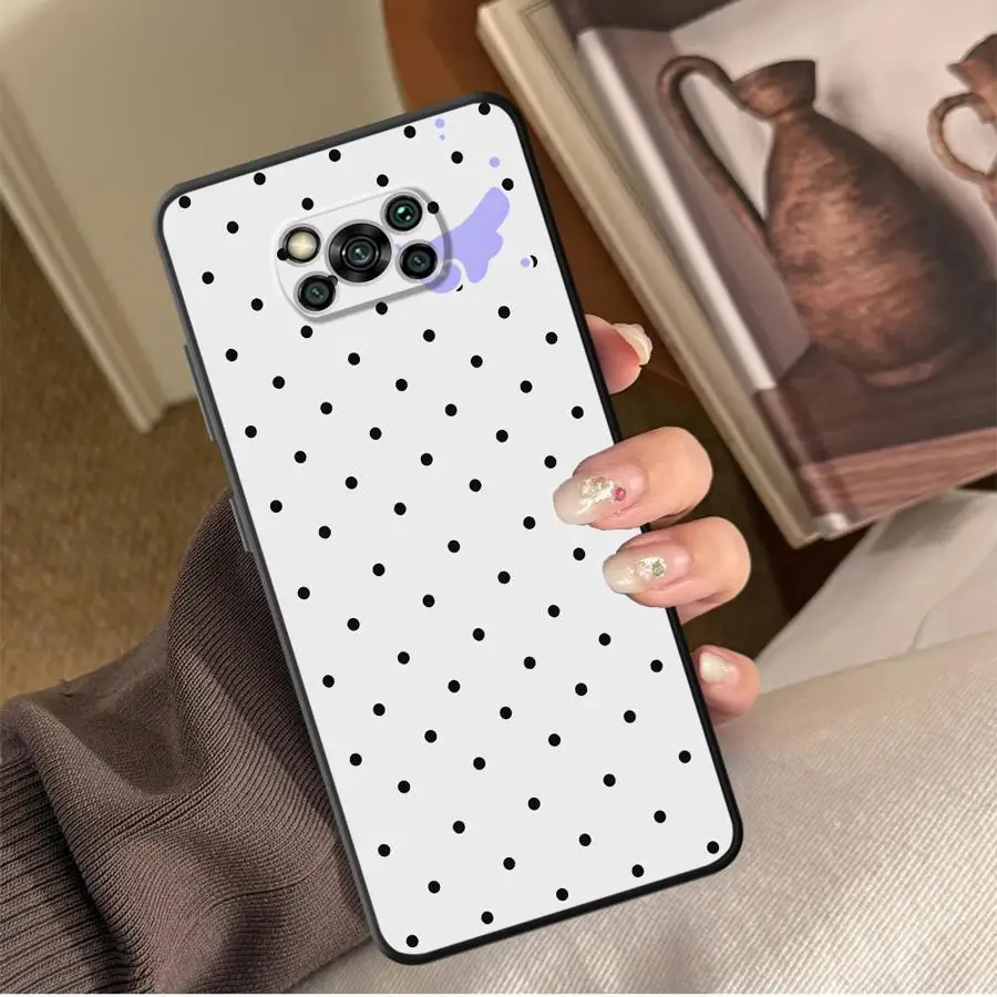 Black Polka Dots Funda Phone Cover Case for Xiaomi Poco F8 F1 C61 C50 M3 M4 M7 C75 F3 M5 X3 X4 X5 X7 Pro C71