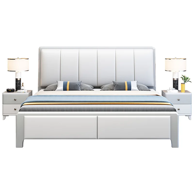 

Bed board silent white modern simple master bedroom double bed